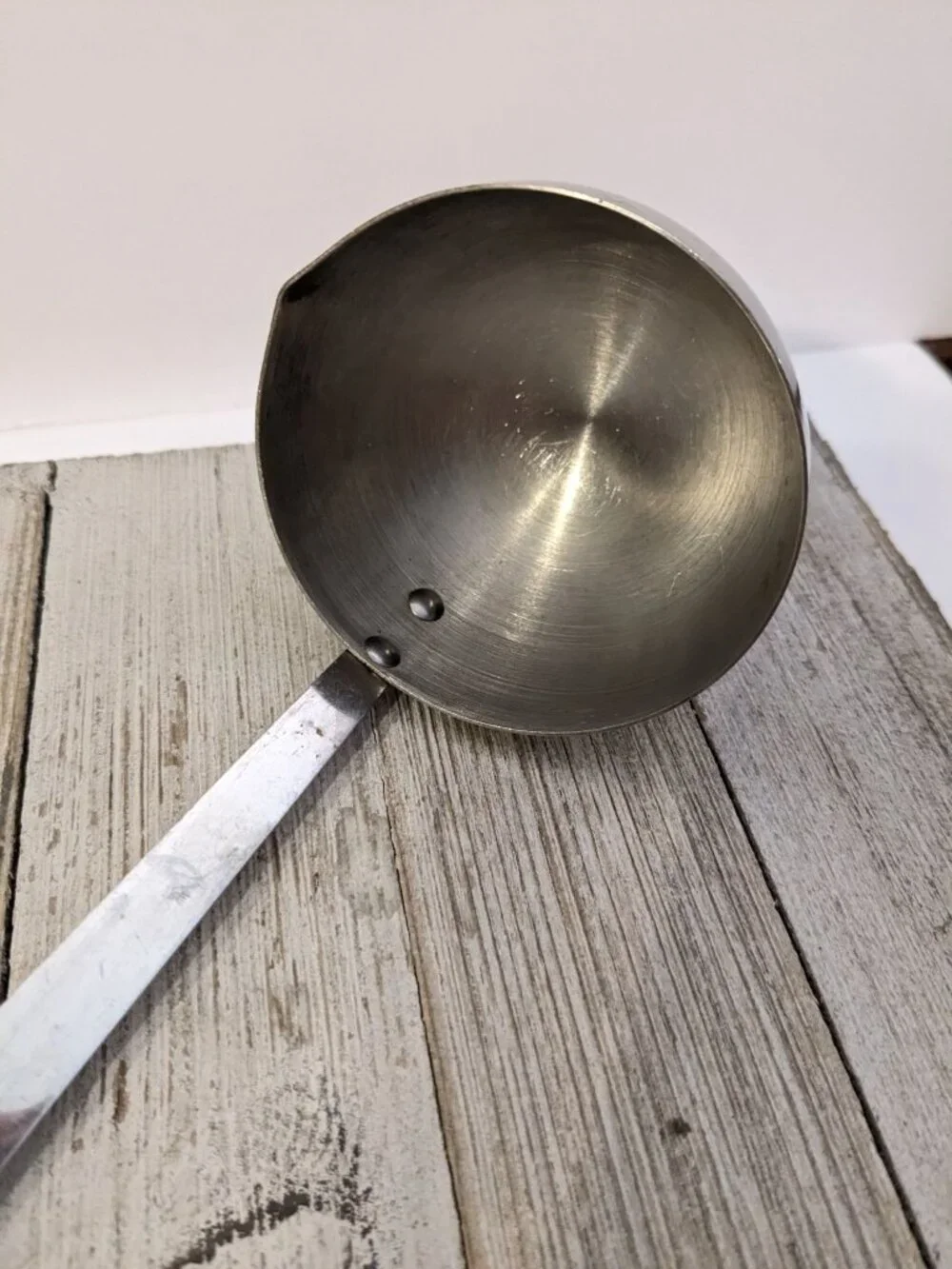 Vintage Ekco Flint Ladle Stainless Steel Wood Handle 11 3/4